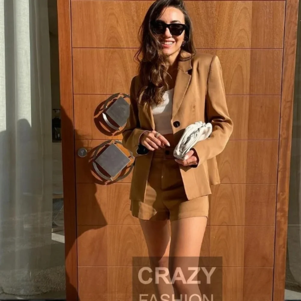 ZARA キャメル　セットアップ ZARA - 新品ZARAmanスタイリッシュキャメルスーツセットアップ上下XS